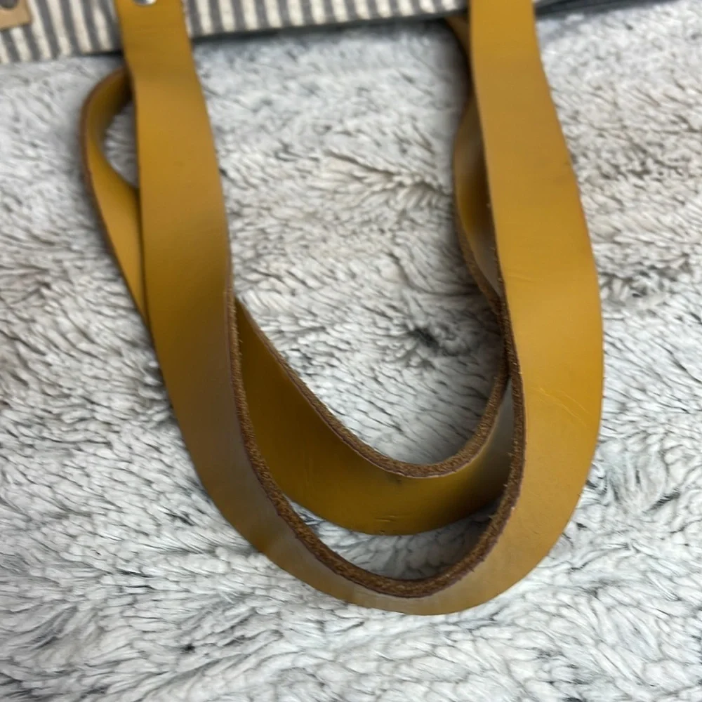 IKABags Paris Diaper Bag Messenger Carryall Gray Stripe Mustard Yellow Leather